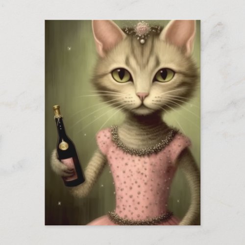 Cat in a Pink Dress Postcard