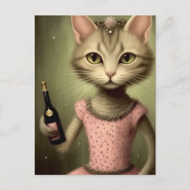 Cat in a Pink Dress Postcard (Front)