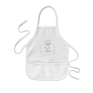 Cat in a pumpkin drawing, Halloween aprons