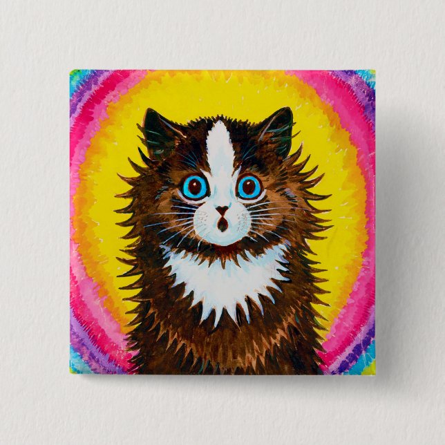 Cat in a Rainbow, Louis Wain Button (Front)