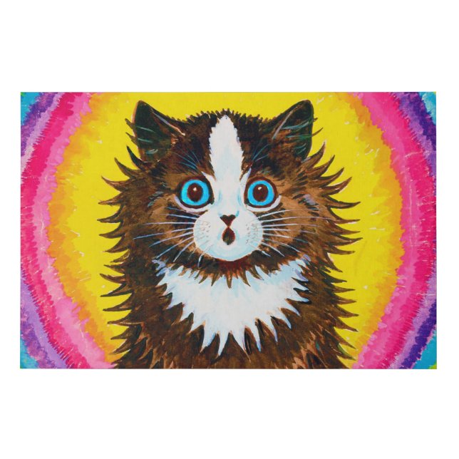 Cat in a Rainbow, Louis Wain Faux Canvas Print (Front)