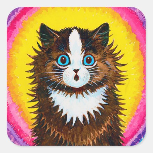 Cat in a Rainbow Louis Wain Square Sticker