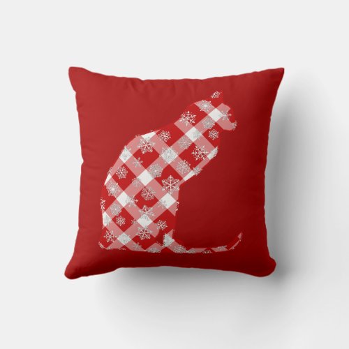 Cat in a Red Buffalo Plaid Christmas Pattern  Throw Pillow