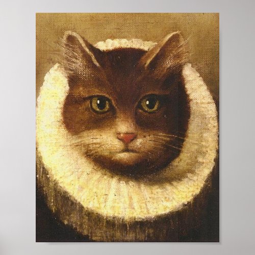 Cat In A Ruff Cute Victorian Art Vintage Poster