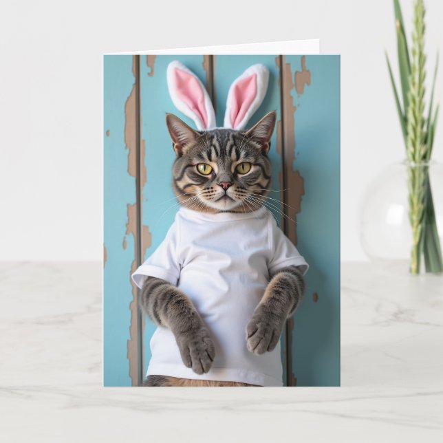 Cat In A Shirt Portrait Card (Front)