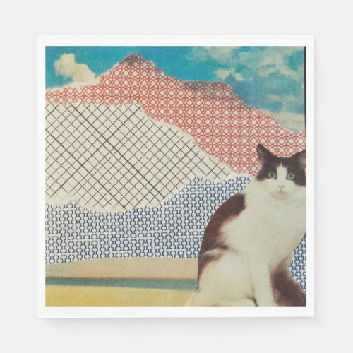 Cat in a strange landscape paper napkins