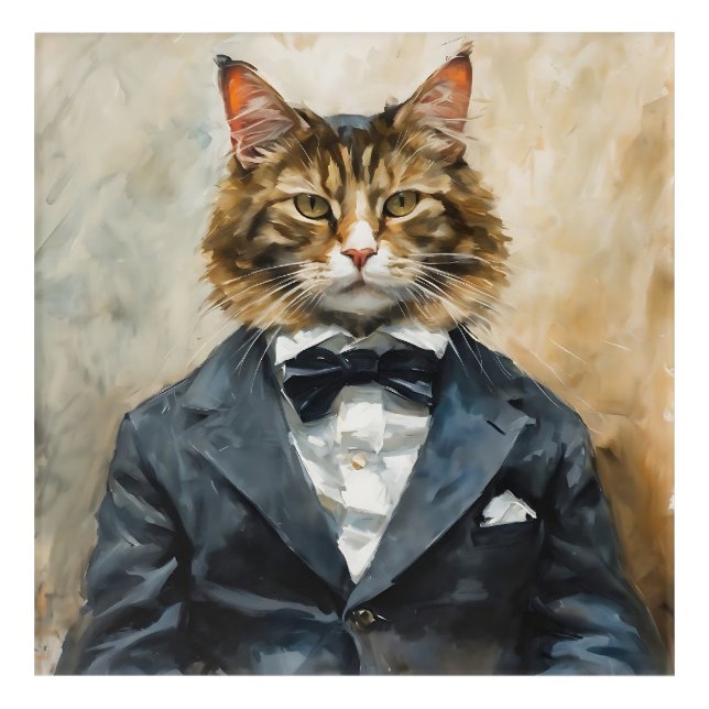 Cat in a Suit Acrylic Print (Front)