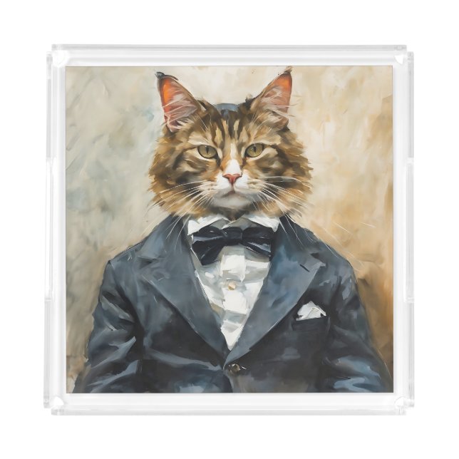 Cat in a Suit Acrylic Tray (Front)
