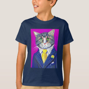 Cat in a Suit and Tie Kid's Tee
