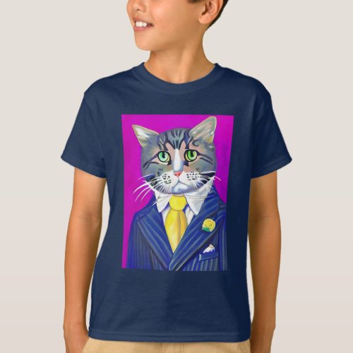 Cat in a Suit and Tie Kids Tee   