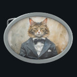 Cat in a Suit Belt Buckle<br><div class="desc">Artwork by Brady Arnold</div>