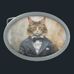 Cat in a Suit Belt Buckle<br><div class="desc">Artwork by Brady Arnold</div>