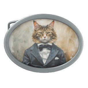 Cat in a Suit Belt Buckle