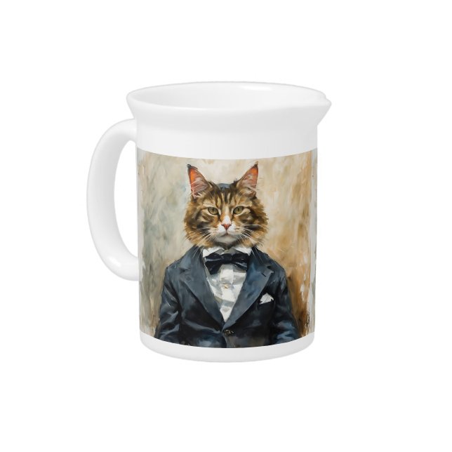 Cat in a Suit Beverage Pitcher (Left)
