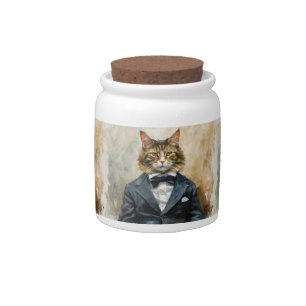 Cat in a Suit Candy Jar