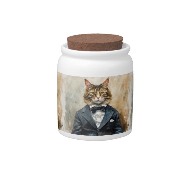 Cat in a Suit Candy Jar (Front)