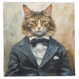 Cat in a Suit Cloth Napkin