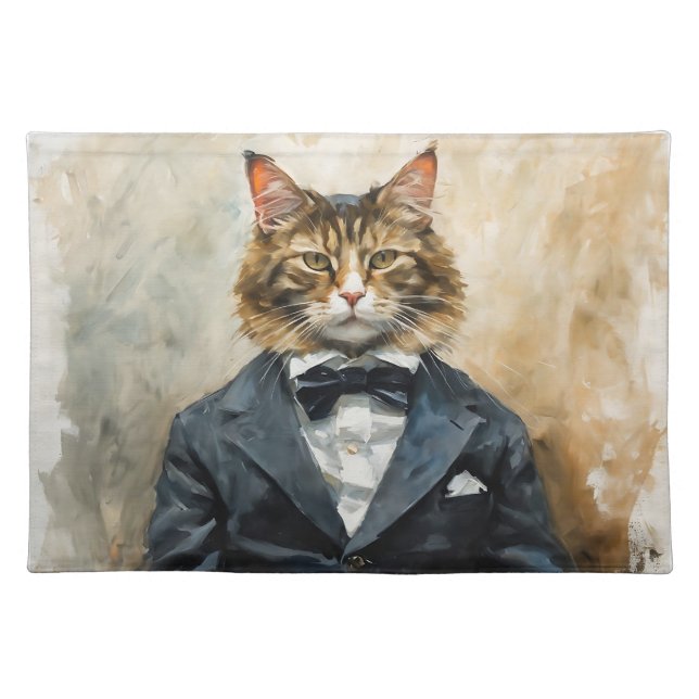 Cat in a Suit Cloth Placemat (Front)