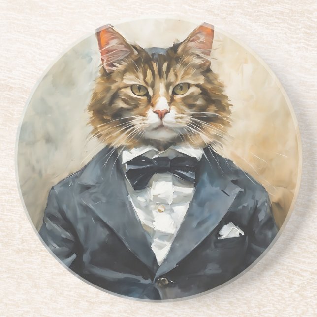Cat in a Suit Coaster (Front)