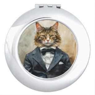 Cat in a Suit Compact Mirror
