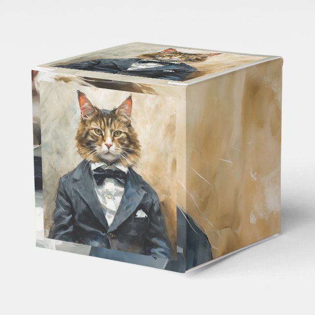 Cat in a Suit Favor Boxes (Front Side)