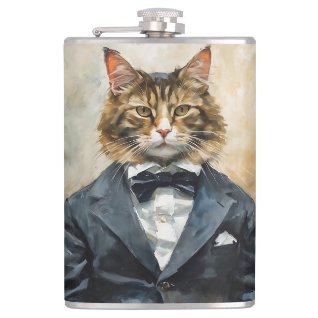 Cat in a Suit Flask (Front)