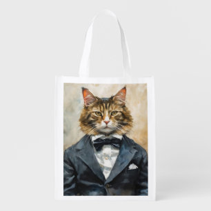 Cat in a Suit Grocery Bag