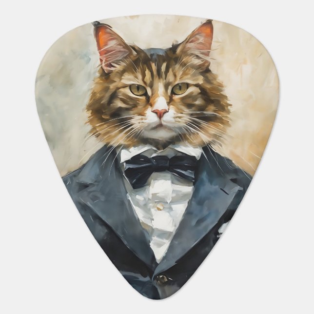 Cat in a Suit Guitar Pick (Front)