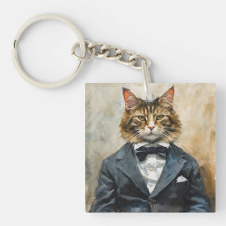 Cat in a Suit Keychain