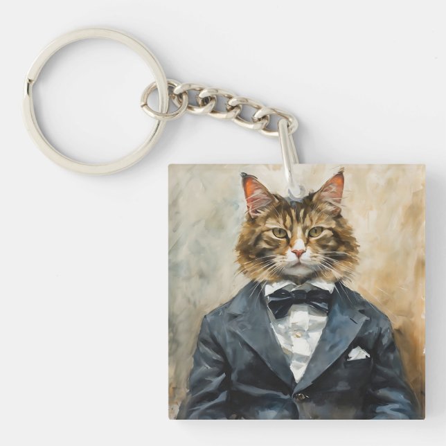 Cat in a Suit Keychain (Front)