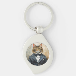 Cat in a Suit Keychain