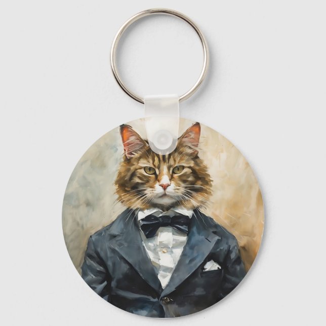 Cat in a Suit Keychain (Front)