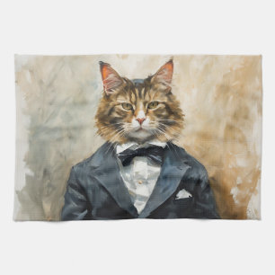 Cat in a Suit Kitchen Towel