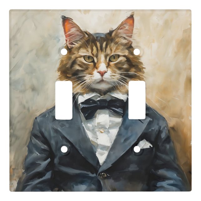 Cat in a Suit Light Switch Cover (Front)