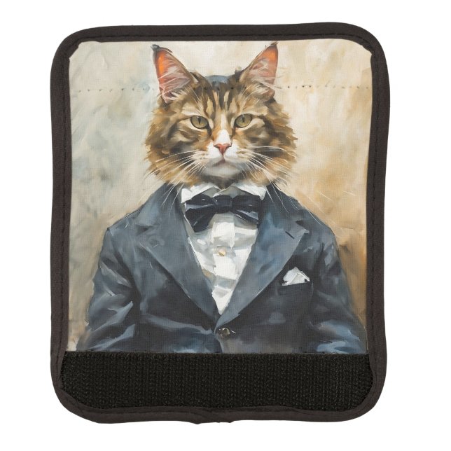Cat in a Suit Luggage Handle Wrap (Front)