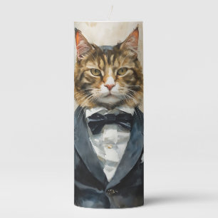 Cat in a Suit Pillar Candle