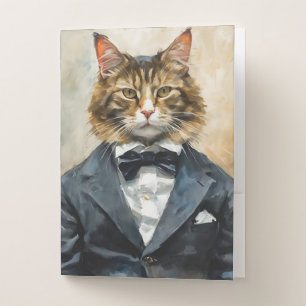 Cat in a Suit Pocket Folder