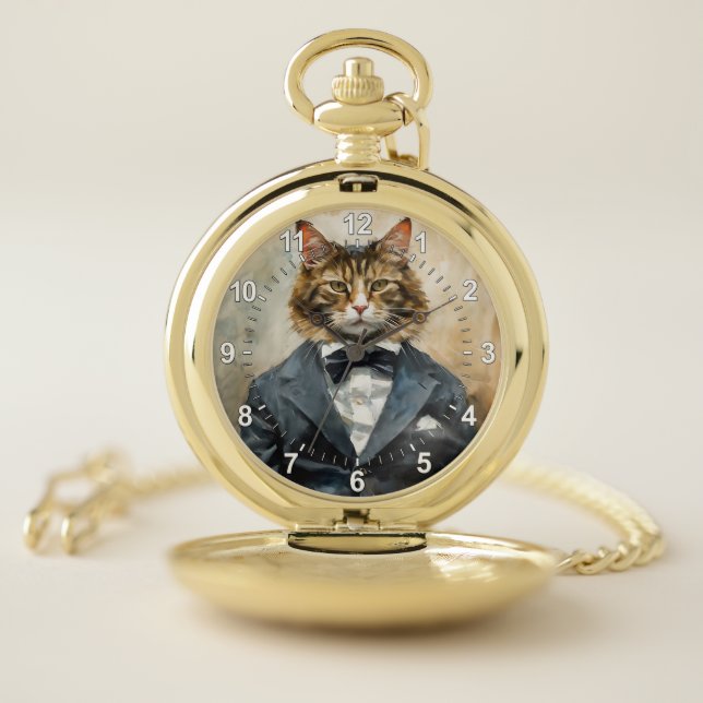 Cat in a Suit Pocket Watch (Inside)
