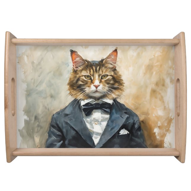 Cat in a Suit Serving Tray (Front)