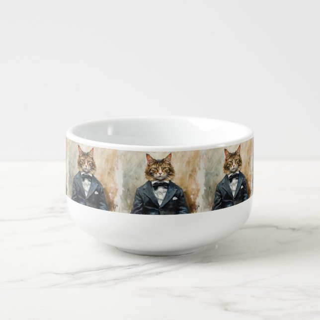 Cat in a Suit Soup Mug (Front)