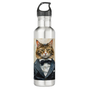 Cat in a Suit Stainless Steel Water Bottle