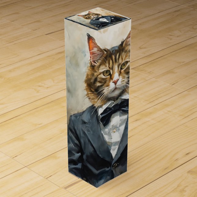 Cat in a Suit Wine Box (Front)