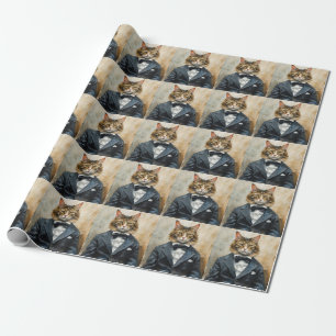 Cat in a Suit Wrapping Paper