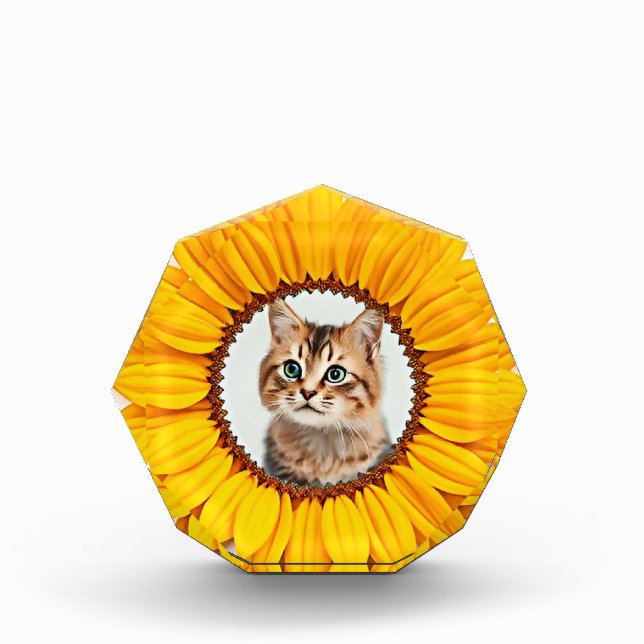 Cat in a Sunflower Acrylic Award (Front)
