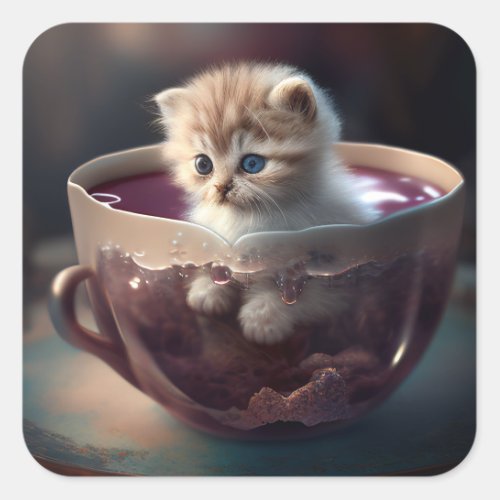 Cat in a teacup  Kitten in a Teacup Cat Stickers