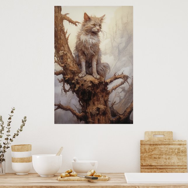 Cat In A Tree Poster (Kitchen)