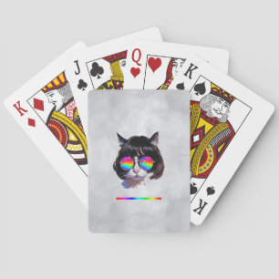 Cat in a Wig + Sunglasses (Painting #1 + RGB) Poker Cards