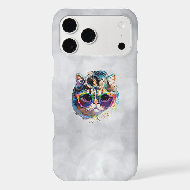 Cat in a Wig + Sunglasses (Painting #4) iPhone Case (Back)