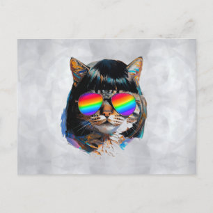 Cat in a Wig + Sunglasses (Painting #5) Postcard