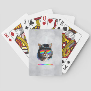 Cat in a Wig + Sunglasses (Painting #5 + RGB) Poker Cards